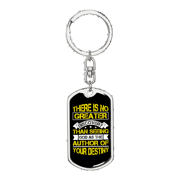 Author Of Your Destiny Stainless Steel or 18k Gold Premium Swivel Dog Tag Keychain