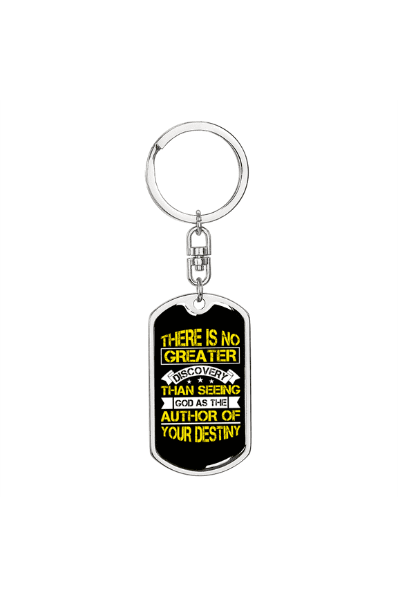 Author Of Your Destiny Stainless Steel or 18k Gold Premium Swivel Dog Tag Keychain