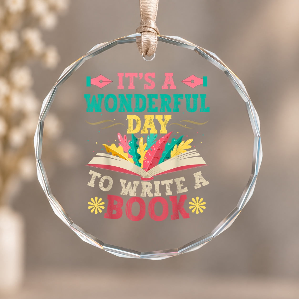 Author Writer Quote Writing Books Theme Ornament, Home Decor, Circle ...