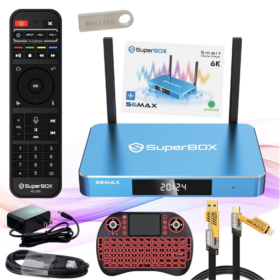 Authorised Super Box S6 Max with Voice Remote, Time Shift & Parental Control Time, 2024 Latest Version S6ma-x with 4G+64G+64G USB Drive for Family Movies & Sporting Events