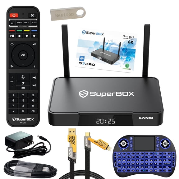 Authorised Superbox S7 Pro 2026 New Realease Fully Loaded, 6K Powerful Media TV Box with Wireless Voice Remote Included, 1000M Ethernet Port Super Box S7pro with 4G+32G, Easy Setup Guide