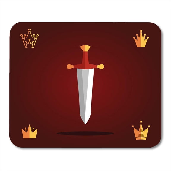 Authority Antique Sword and Crown Flat Ancient King Symbols Aristocracy Broadsword Mousepad Mouse Pad Mouse Mat 9x10 inch
