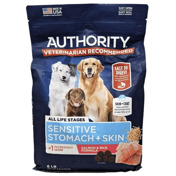 Authority Sensitive Stomach + Skin Salmon and Rice Dry Dog Food, 6 Pounds