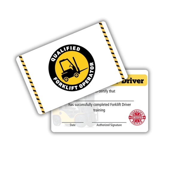 Authorized Forklift Operator Card 5 pk 3.5x2.25 Plastic Wallet Training ID Fill In Name Completion Aerial Lift Safety Checklist Qualified
