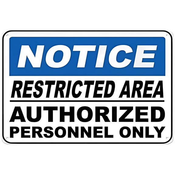 Authorized Only Restricted Area Aluminum Tin Warning Sign 8"x12" - For Home Outdoor Garden, Restricted Area Authorized Sign