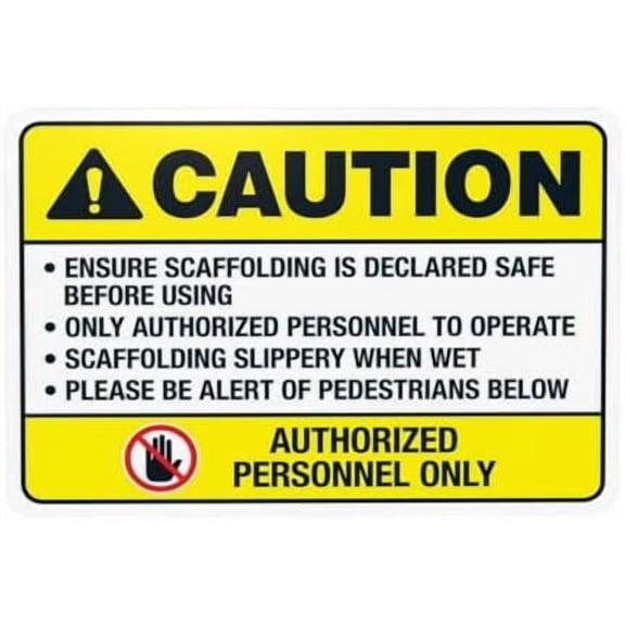 Authorized Personnel Only Ensure Scaffolding Is Declared Warning Sign, Do Not Enter Metal Signs for Home Business Garage Street Wall Caution Custom Decor 12 x 8 Inch