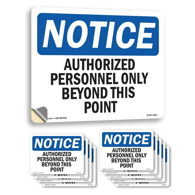 Authorized Personnel Only Beyond This Point OSHA Notice Vinyl Decal
