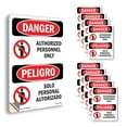thumbnail image 1 of Authorized Personnel Only Bilingual OSHA Danger Vinyl Decal Label 7 Inch x 5 Inch - 10 Pack, 1 of 6