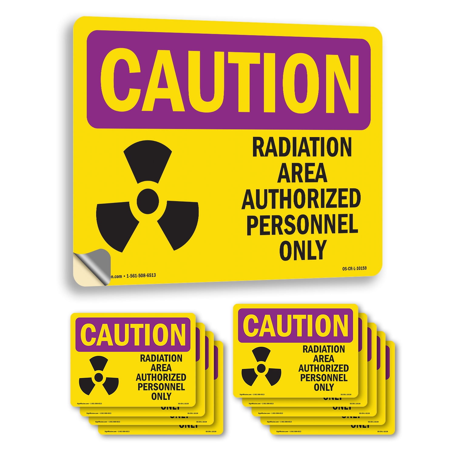 Authorized Personnel Only OSHA Caution Radiation Vinyl Decal Label 18 ...