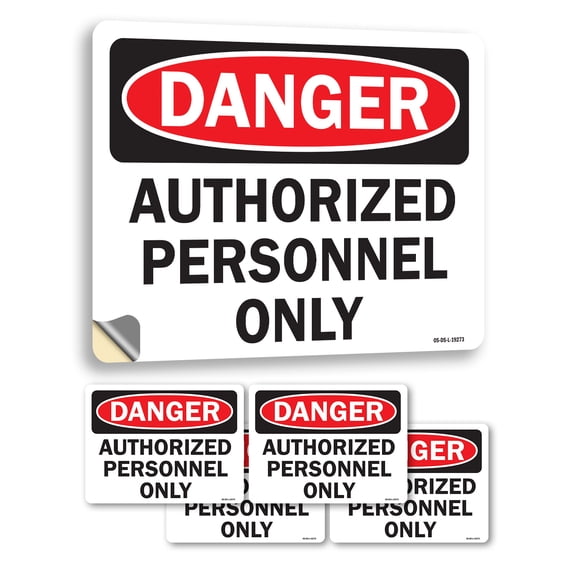 Authorized Personnel Only OSHA Danger Vinyl Decal Label 10 Inch x 7 Inch - 5 Pack