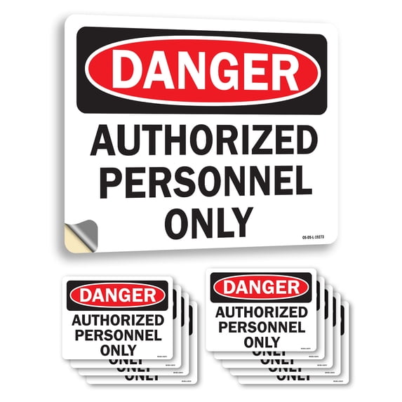 Authorized Personnel Only OSHA Danger Vinyl Decal Label 5 Inch x 3.5 Inch - 10 Pack
