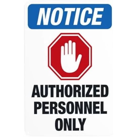 Authorized Personnel Only With Red Hand Warning Warning Sign, Do Not Enter Metal Signs for Business Home Outdoor Indoor Garage Street Wall Caution Custom Decor 8 x 12 Inch