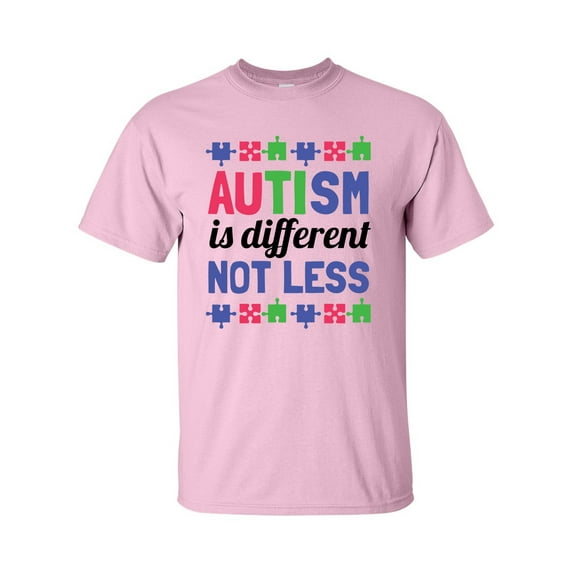 Autisim Awareness Different Is Not Less Unisex Adult Short Sleeve T-shirt-Light Pink-4xl