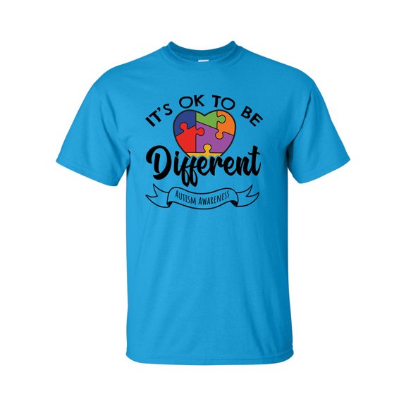 Autisim Awareness It's Okay To Be Different Unisex Adult Short Sleeve T-shirt-Sapphire-medium