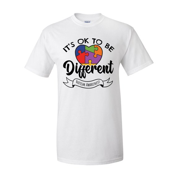 Autisim Awareness It's Okay To Be Different Unisex Adult Short Sleeve T-shirt-White-xxl