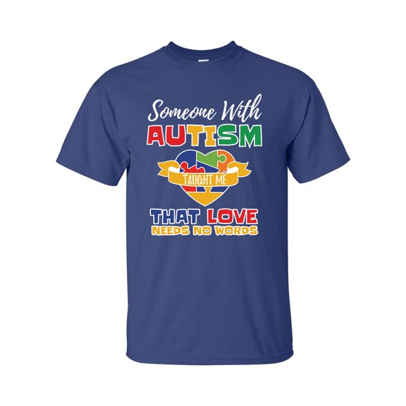 Autisim Awareness Love Needs No Words Short Sleeve Unisex Adult T-shirt-Metro Blue-xxl