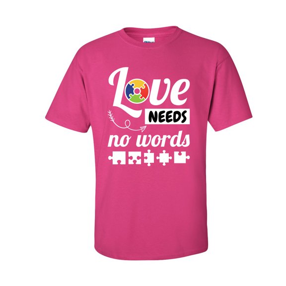 Autisim Awareness Love Needs No Words Unisex Adult Short Sleeve T-shirt-Helconia-xl