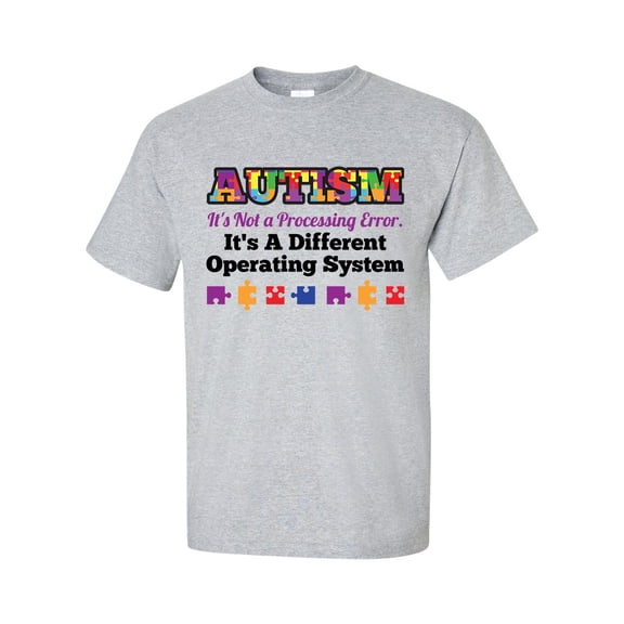 Autisim Awareness Not A Processing Error Unisex Adult Short Sleeve T-shirt-Sports Grey-xl