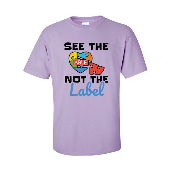 Autisim Awareness See The Able Not The Label Unisex Adult Short Sleeve T-shirt-Orchid-5xl