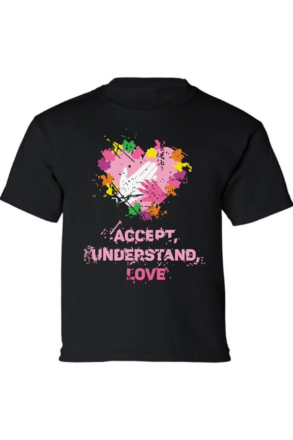 Autism Accept Understand Love Puzzle Autism Awareness Graphic Tee Youth T-Shirt for Boys Girls