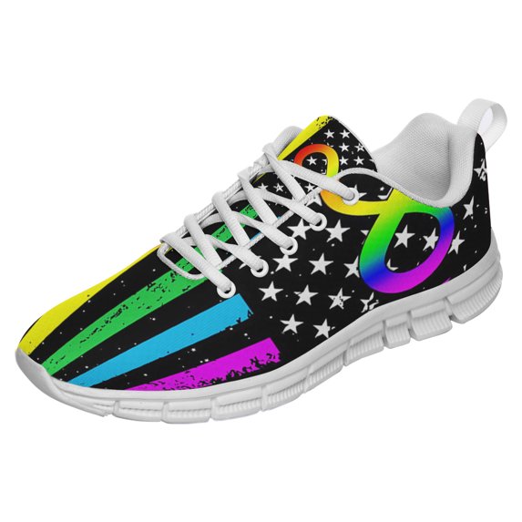 Autism Acceptance American Flag Shoes for Men Women Running Shoes Lightweight Walking Sneakers Mesh Athletic Sport Shoes White Size 11