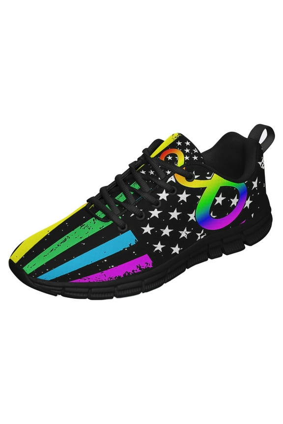 Autism Acceptance American Shoes for Men Women Running Shoes Lightweight Walking Sneakers Mesh Athletic Sport Shoes Black Size 11