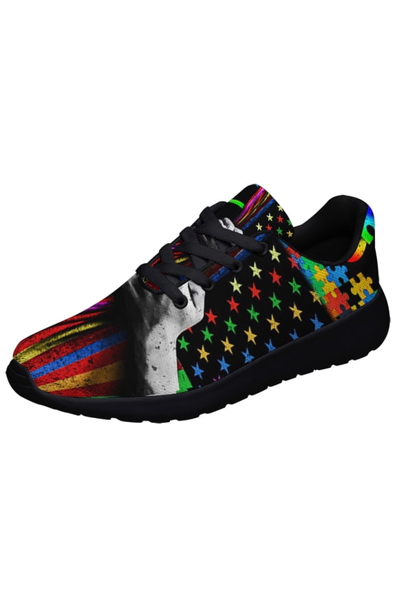 Autism Acceptance Heart Shoes Sneakers for Women Men Black Size 4.5