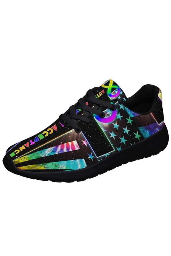 Autism Acceptance Shoes Sneakers for Women Men Black Size 4.5