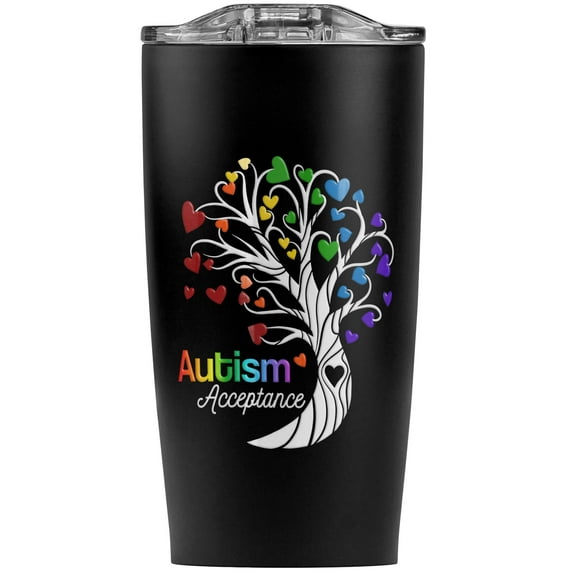 Autism Acceptance Tree Of Life Hearts Stainless Steel 20 oz Travel Tumbler, Vacuum Insulated & Double Wall with Leakproof Sliding Lid | Great for Coffee/Hot Drinks and Cold Beverages