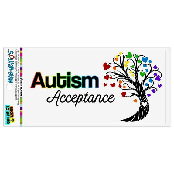 Autism Acceptance Tree of Life with Hearts Automotive Car Refrigerator Locker Vinyl Magnet