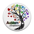 thumbnail image 1 of Autism Acceptance Tree of Life with Hearts Pinback Button Pin, 1 of 4