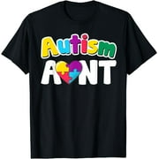 Autism Aunt T-Shirt Awareness Puzzle Pieces Colors Gift T-Shirt