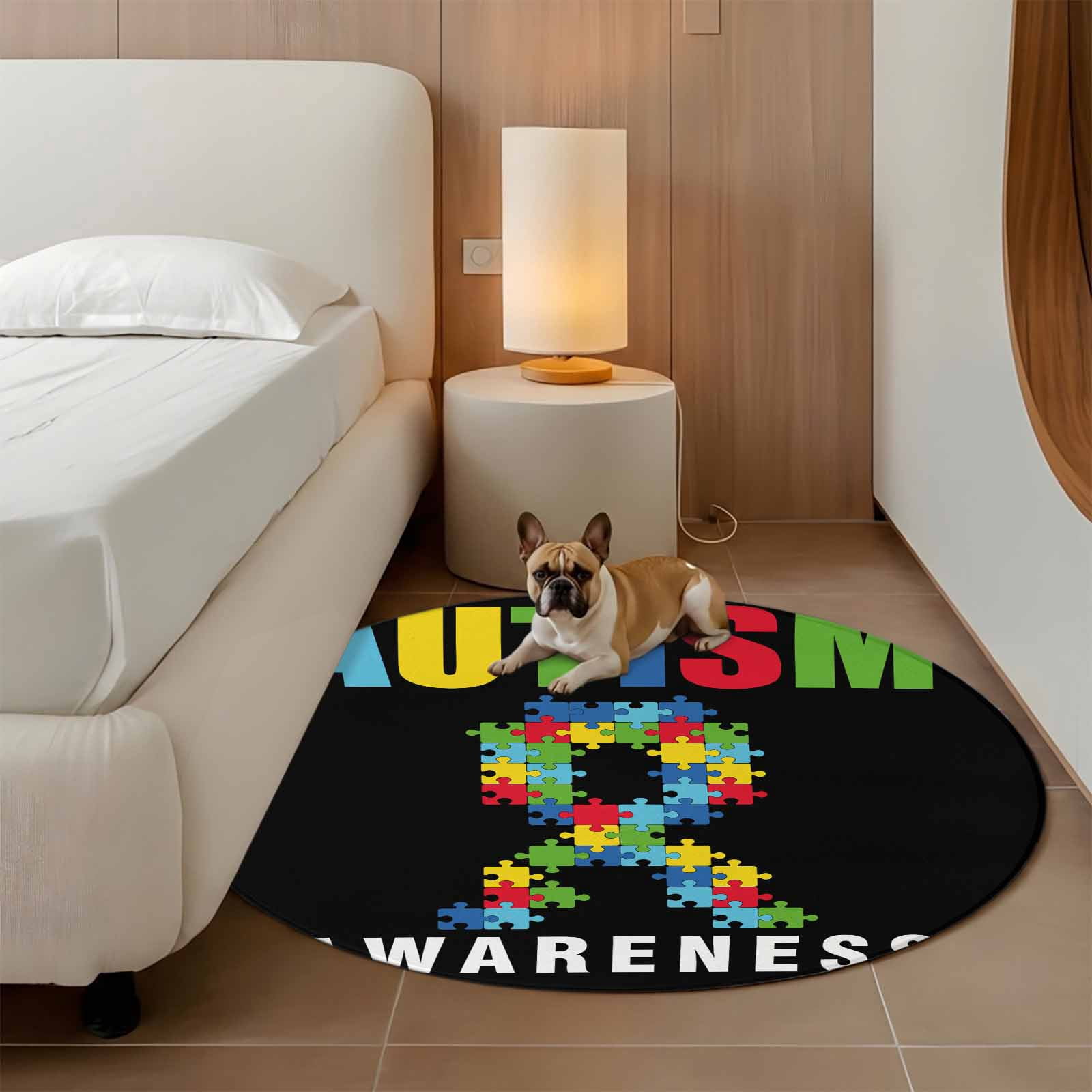 Autism Awareness 3ft Round Rug for Bathroom Accent Bedside Corner ...