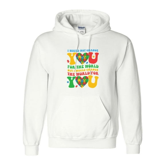 Autism Awareness A Puzzle Heart To Change The World Graphic Pullover Hoodie, up to size 5XL
