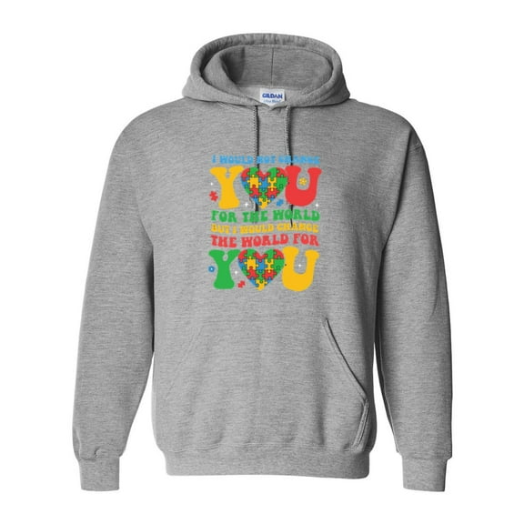 Autism Awareness A Puzzle Heart To Change The World Graphic Pullover Hoodie, up to size 5XL