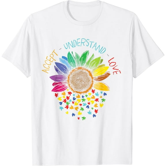 Autism Awareness Accept Understand Love ASD Rainbow Flower T-Shirt