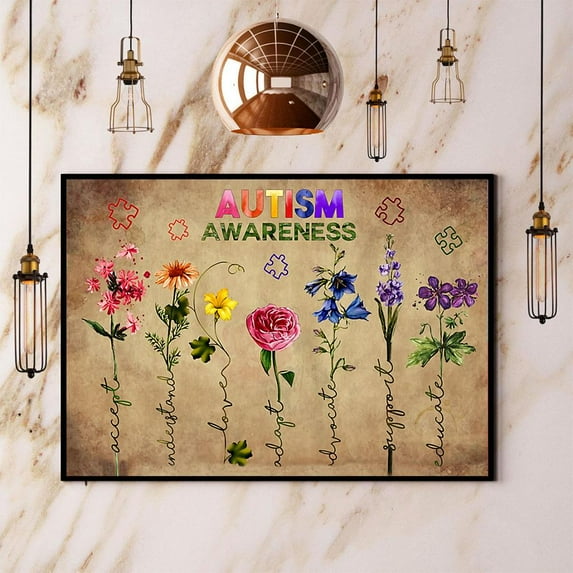 Autism Awareness Accept Understand Love Paper Poster No Frame Matte Wall Art Decor 24 x 36 Inch Poster