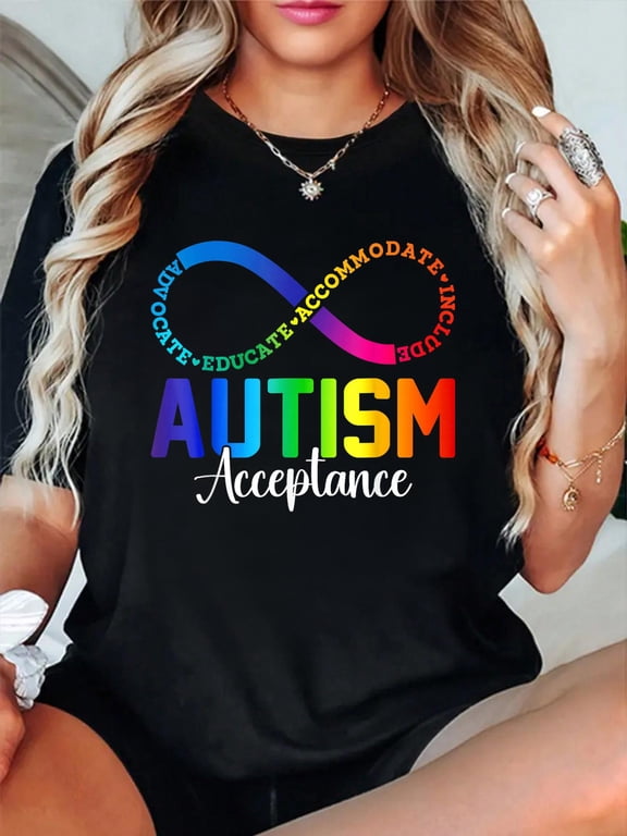 Autism Awareness Acceptance Shirt Infinity Symbol Men Women T-Shirt Graphic Tee summer Tops For Women Round Neck Fashion Cotton shirts