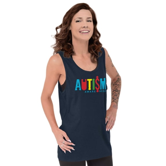 Autism Awareness Advocate Puzzle Tank Top T Shirts Men Women Brisco Brands S