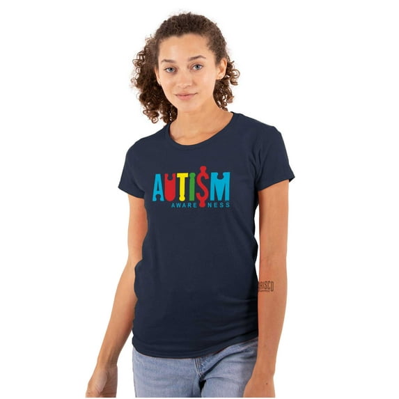 Autism Awareness Advocate Puzzle Womens Slim Fit Graphic Tee Brisco Brands S