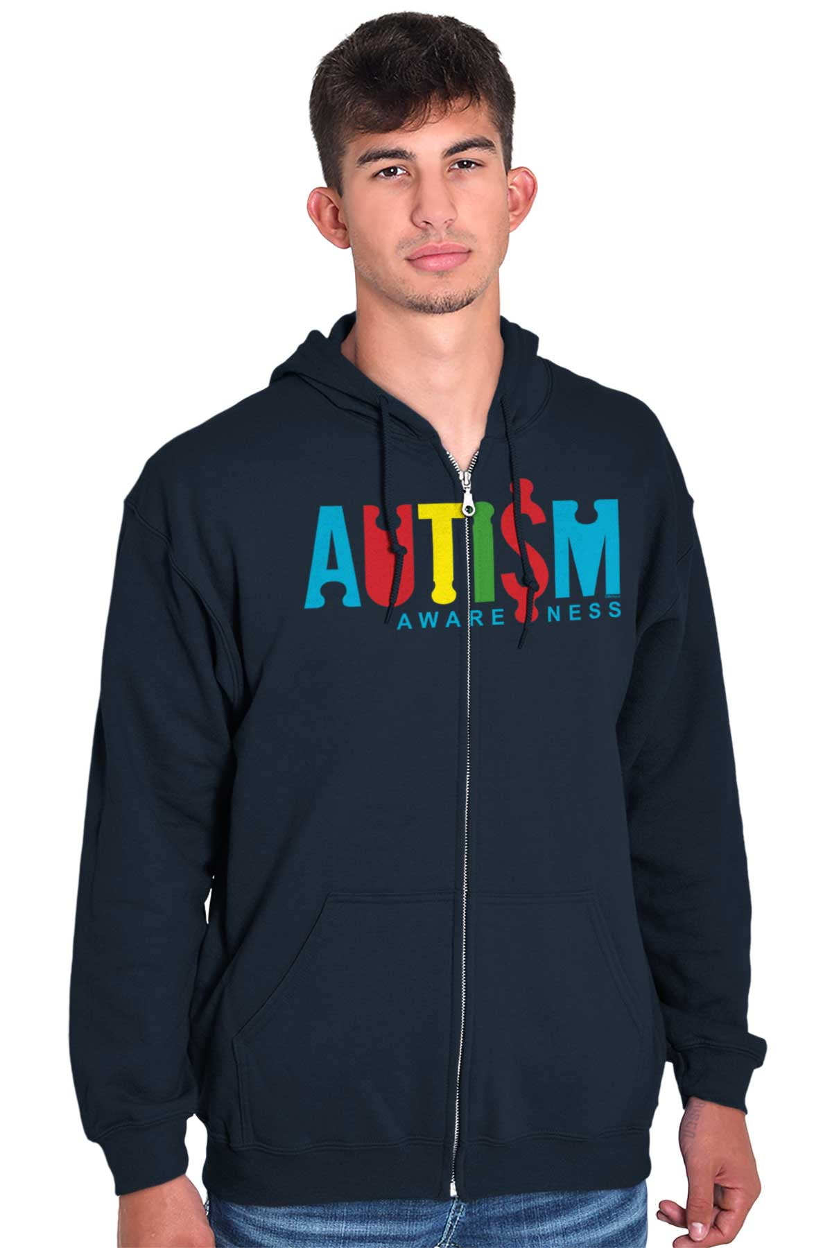 Autism Awareness Advocate Puzzle Zip Up Hoodie Men's Women's Brisco