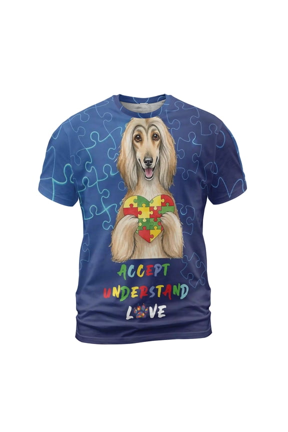 Autism Awareness Afghan Hound Accept Understand Love All Over Print 3D Shirt Unisex Merch Dog Lover - 12003