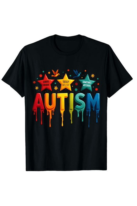 Autism Awareness Always Unique Totally Intelligent Star Short Sleeve T-Shirt for Women Men Support Team