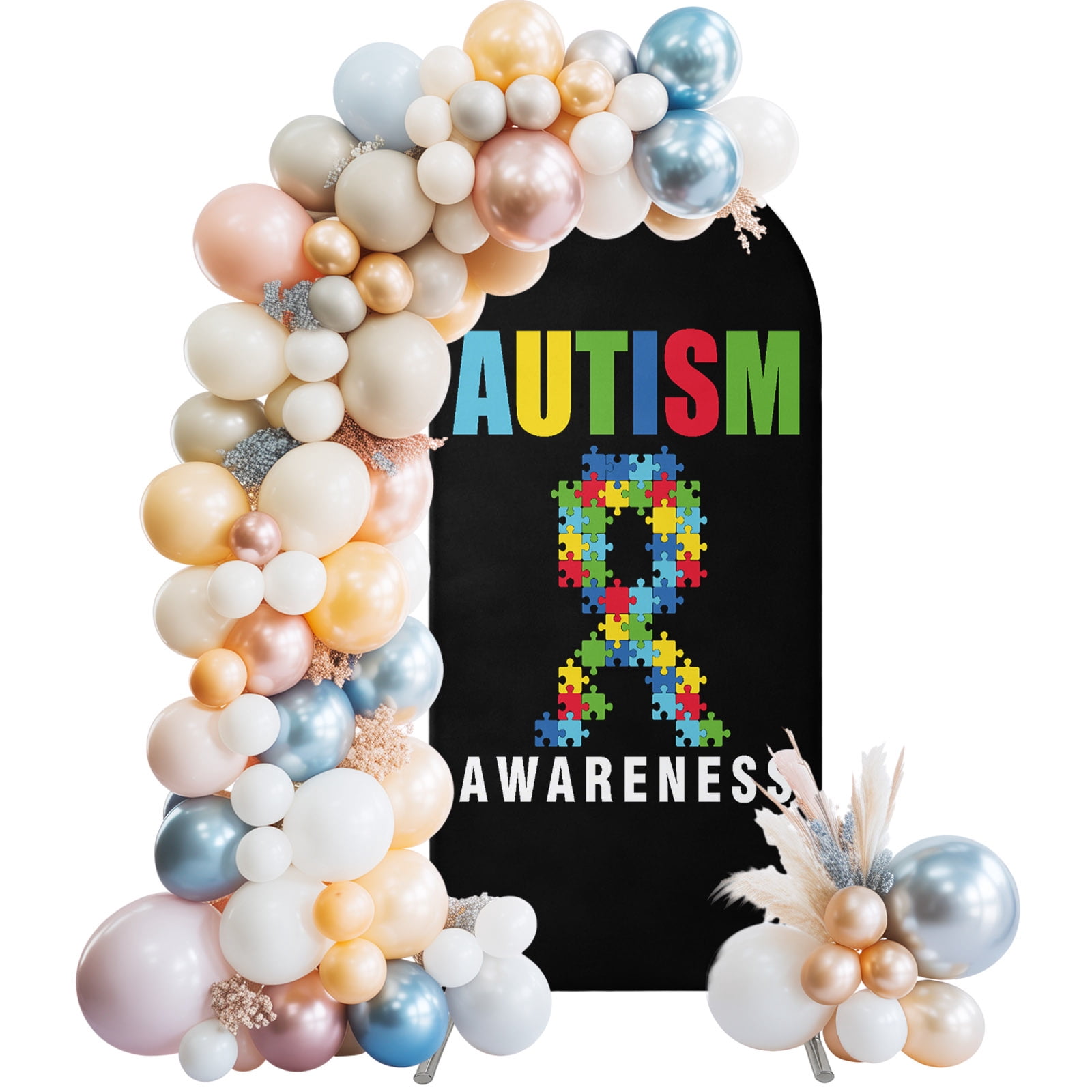Autism Awareness Arch Backdrop Covers 6.6 FT, Colorful Blocks Stretchy ...