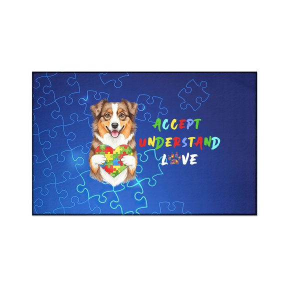 Autism Awareness Australian Shepherd Accept Understand Love Indoor Rug Aussie Dog Lover Gifts Carpet Living Bed Room Sofa Home Decor - 12003