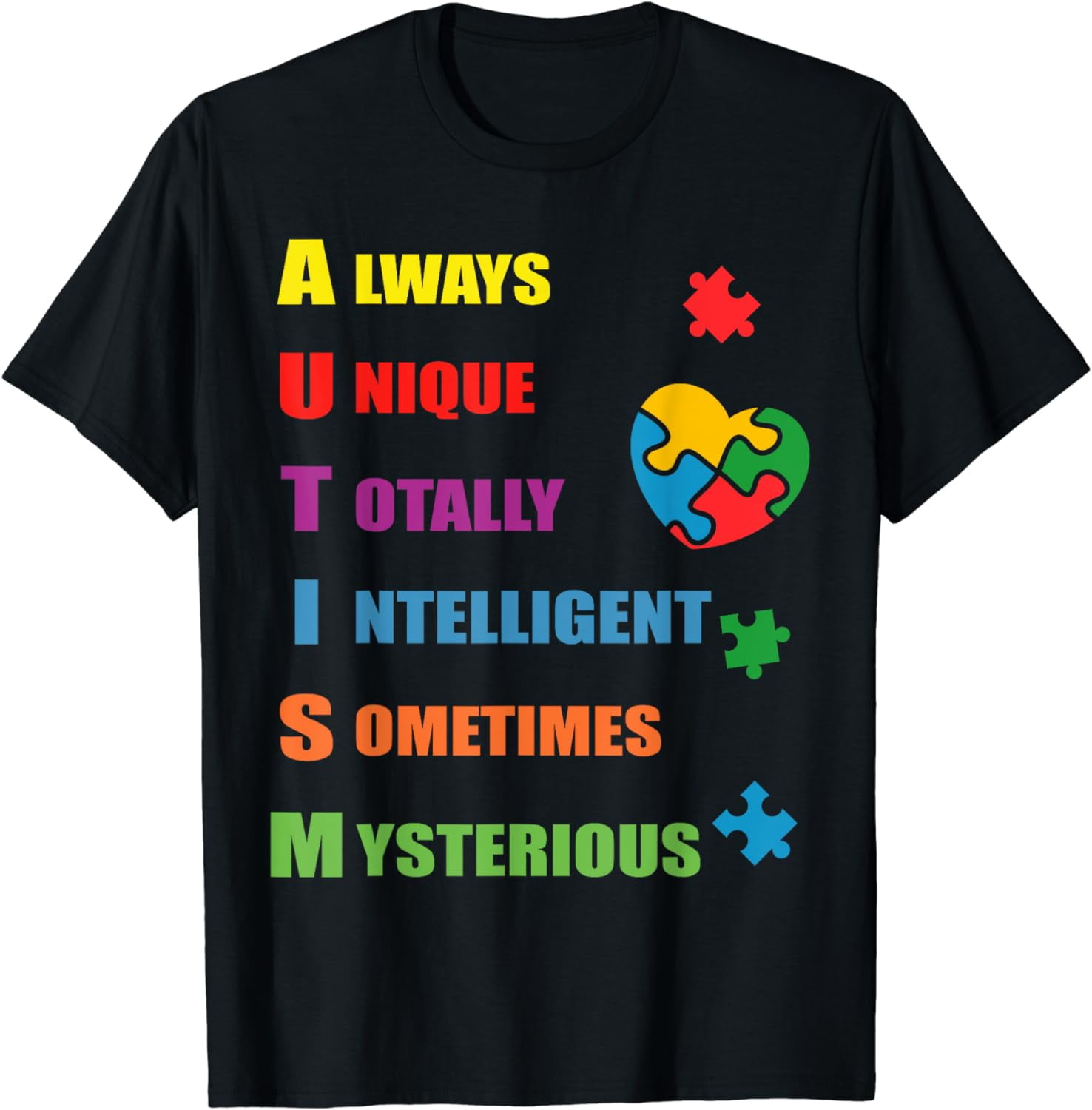 Autism Awareness Autism Acronym and Puzzle Piece Autistic T-Shirt ...