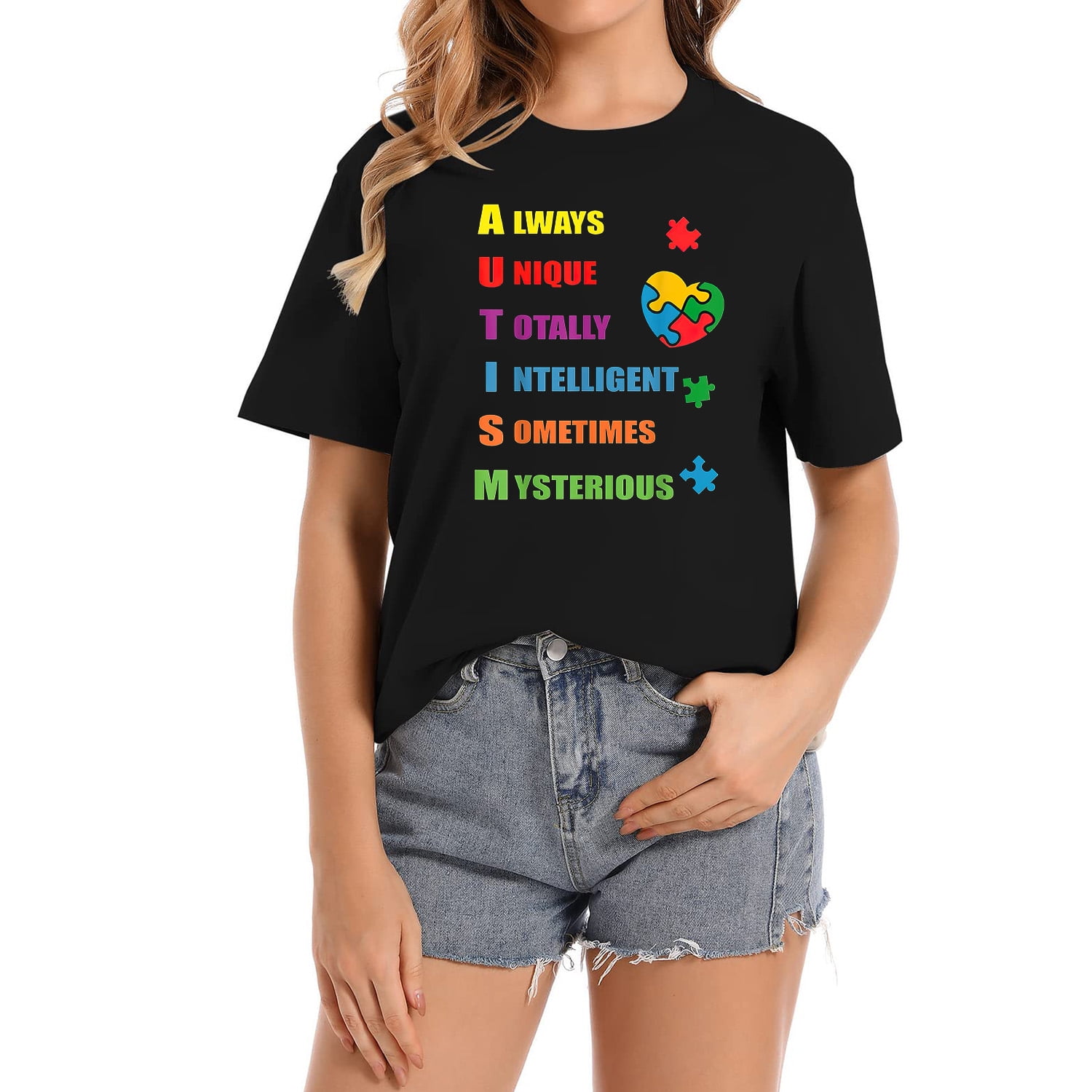 Autism Awareness Autism Acronym and Puzzle Piece Autistic TShirt