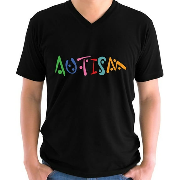 Autism Awareness Autism Autistic Support Shirt for Men V-neck Short Sleeve Mens Graphic Tee