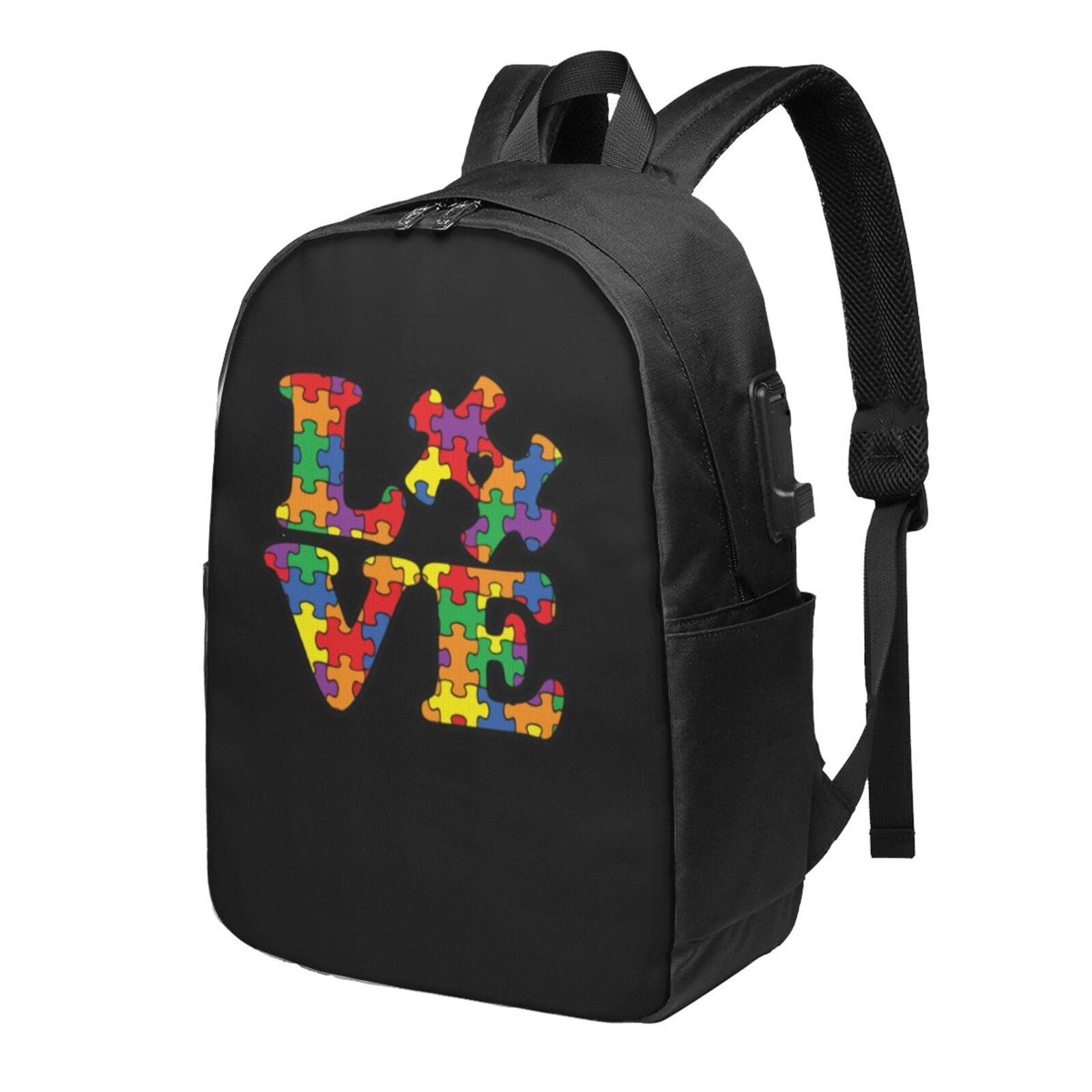 Autism Awareness Backpack 17 Inch Durable Large Capacity Backpacks for