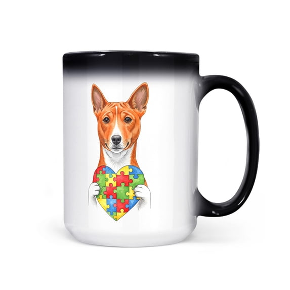 Autism Awareness Basenji Accept Understand Love Heat Color Changing Mug African Barkless Dog Lover Magic Coffee Mug - 12003